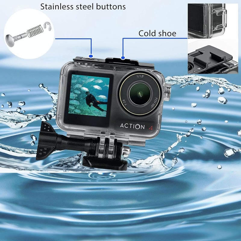 PCTC 45M(148ft) Waterproof Case for DJI Osmo Action5 Pro, Accessories for DJI Osmo Action5 Pro/4/3 Waterproof Case,Protective Underwater Dive Housing Shell with Bracket Accessories - Image 3